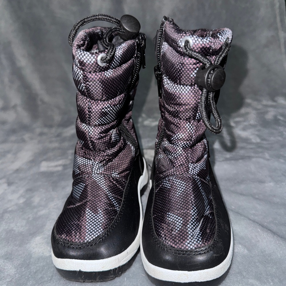 Apakowa Toddler Puffer Snow Boots 26 Black Camo Insulated Zipper